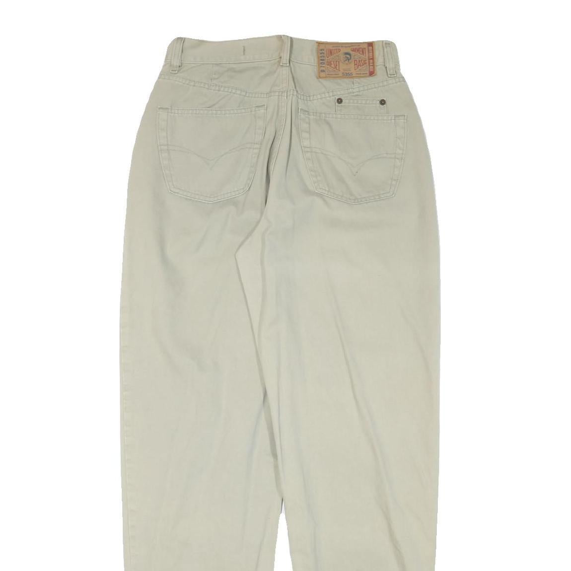 DIESEL Mens Cotton Blend Beige Relaxed Straight Trousers W28 L33 Casual Zip