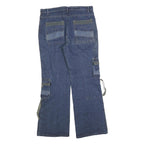 BA WANG Womens Relaxed Blue Denim Cargo Jeans W32 L30 Sport Collection Zip