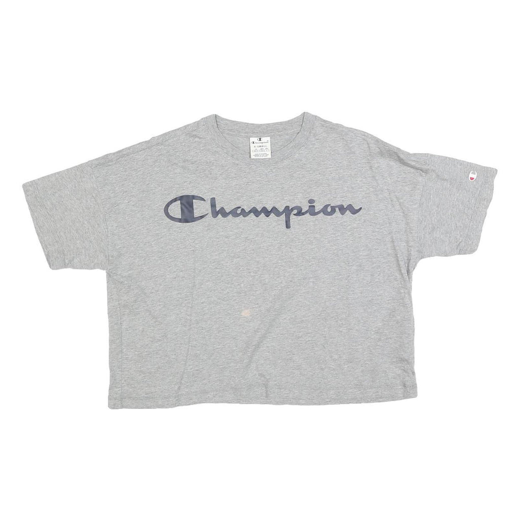 CHAMPION Womens Grey Graphic T-Shirt XS Short Sleeve Crew Neck Casual Top