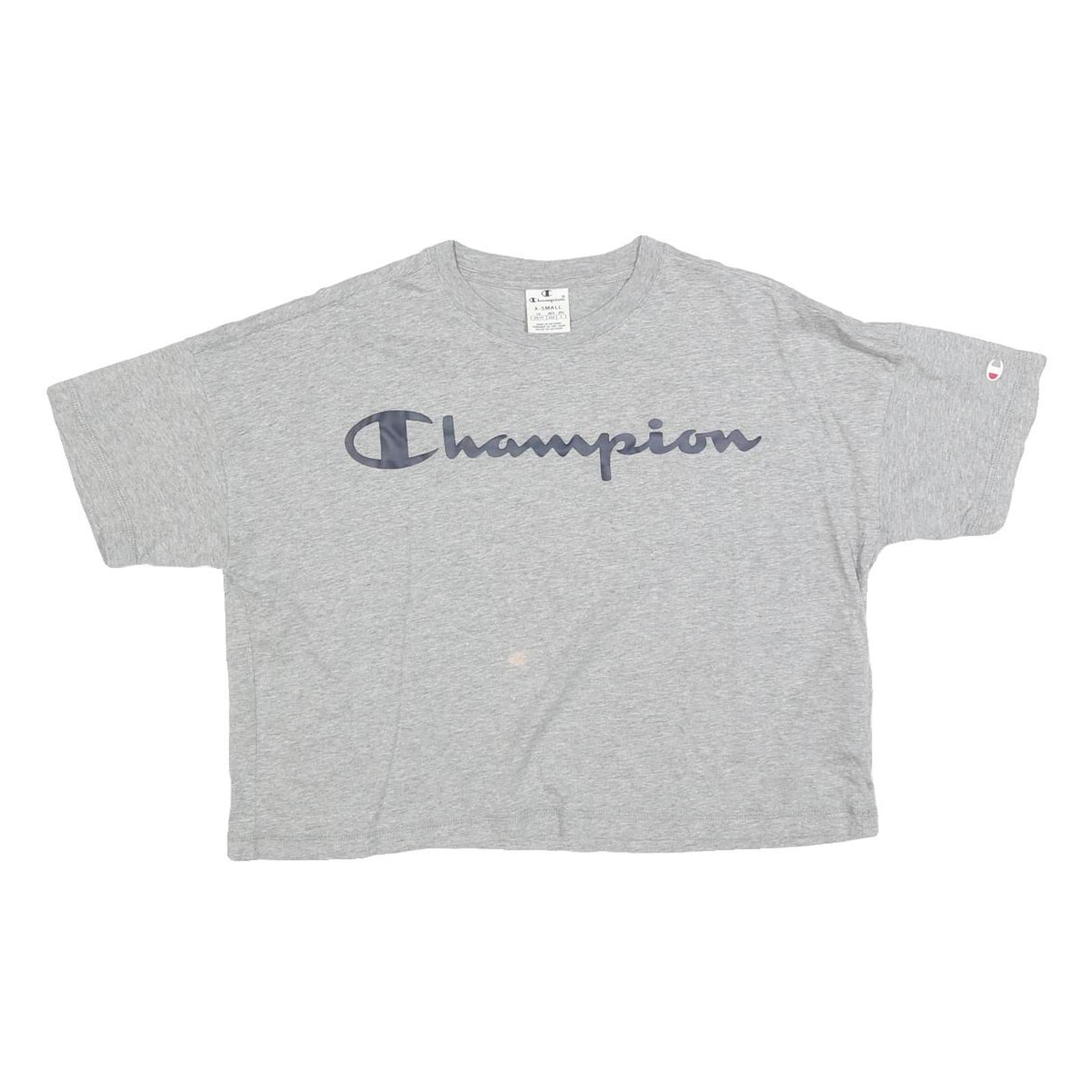 CHAMPION Womens Grey Graphic T-Shirt XS Short Sleeve Crew Neck Casual Top