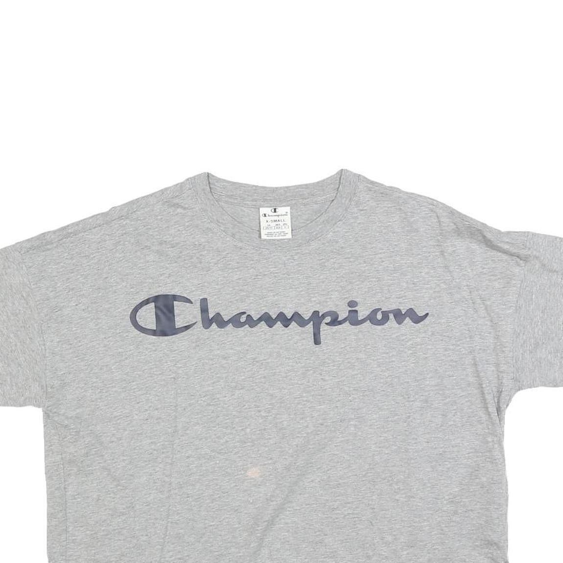 CHAMPION Womens Grey Graphic T-Shirt XS Short Sleeve Crew Neck Casual Top