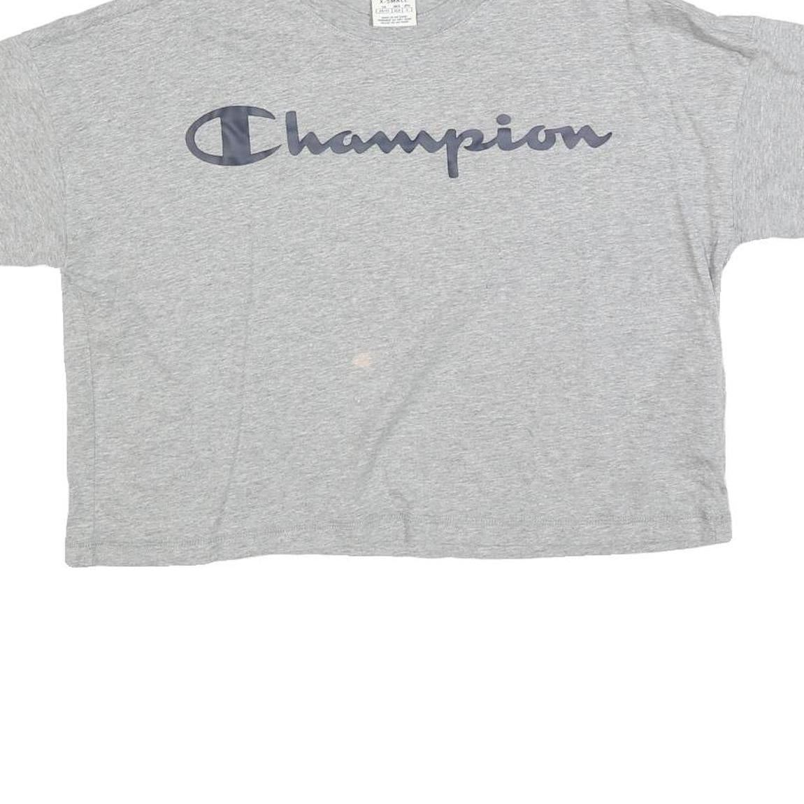 CHAMPION Womens Grey Graphic T-Shirt XS Short Sleeve Crew Neck Casual Top