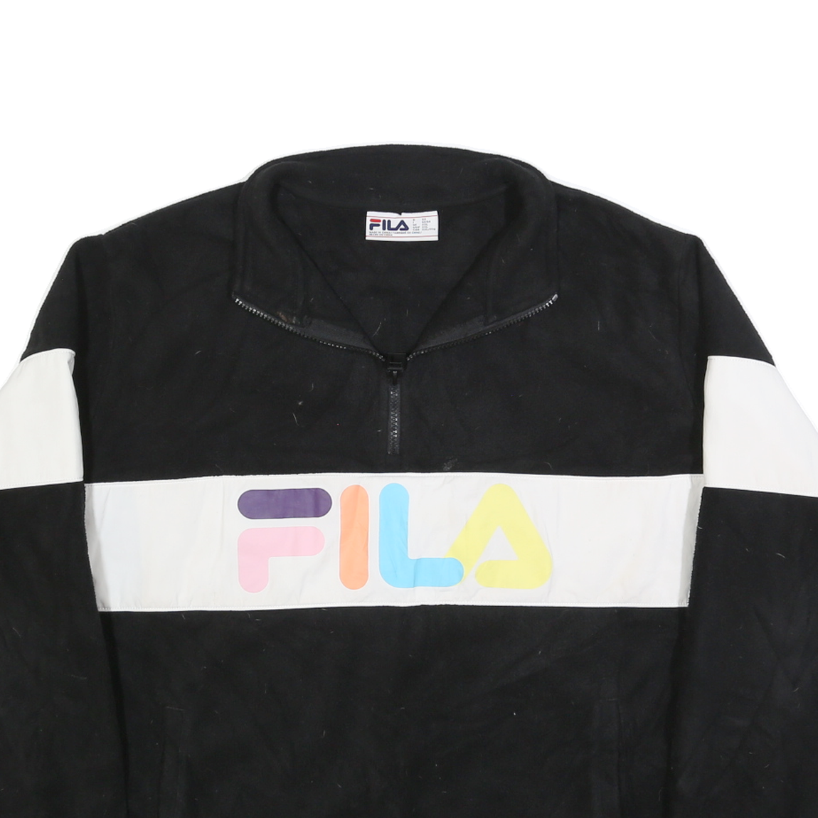 FILA Womens Black & White Logo Zip Jacket 2XL Polyester Blend Casual Outerwear