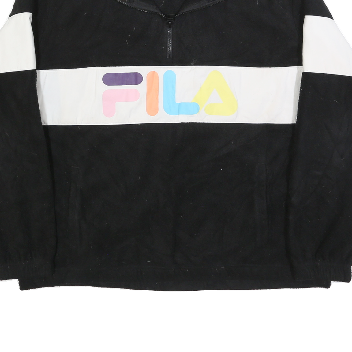 FILA Womens Black & White Logo Zip Jacket 2XL Polyester Blend Casual Outerwear