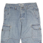 SAVVY Mens Denim Blue Cargo Shorts L W36 Comfortable Fit Casual Style
