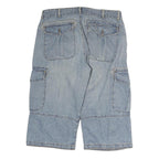 SAVVY Mens Denim Blue Cargo Shorts L W36 Comfortable Fit Casual Style