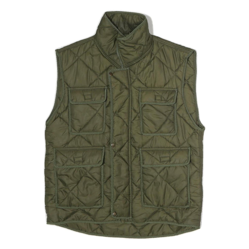 DIEKS Mens Green Quilted Sleeveless Jacket M Polyester Zip Pockets