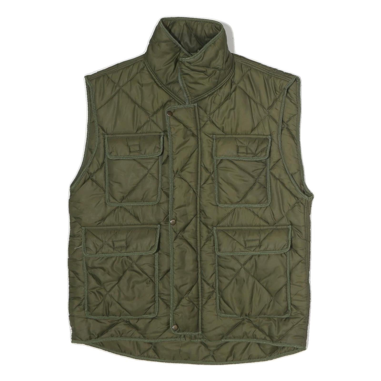 DIEKS Mens Green Quilted Sleeveless Jacket M Polyester Zip Pockets