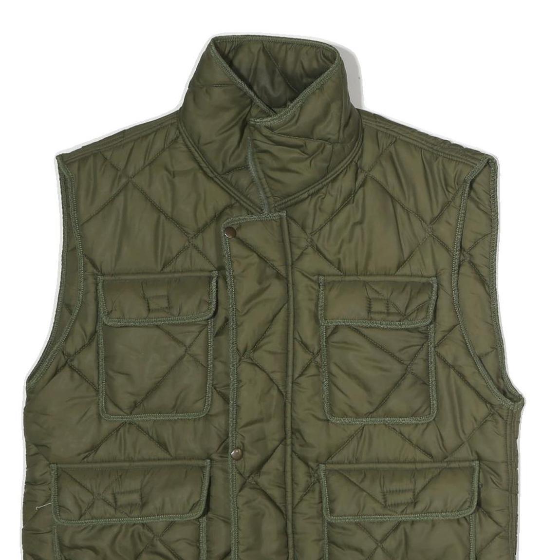 DIEKS Mens Green Quilted Sleeveless Jacket M Polyester Zip Pockets