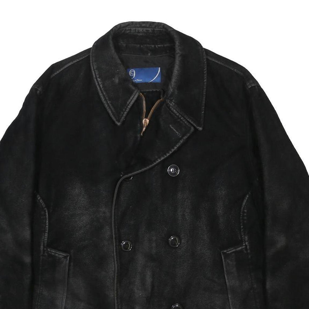 CORPO NOVE Womens Black Jacket XL Cotton Blend Double Breasted Zip Closure