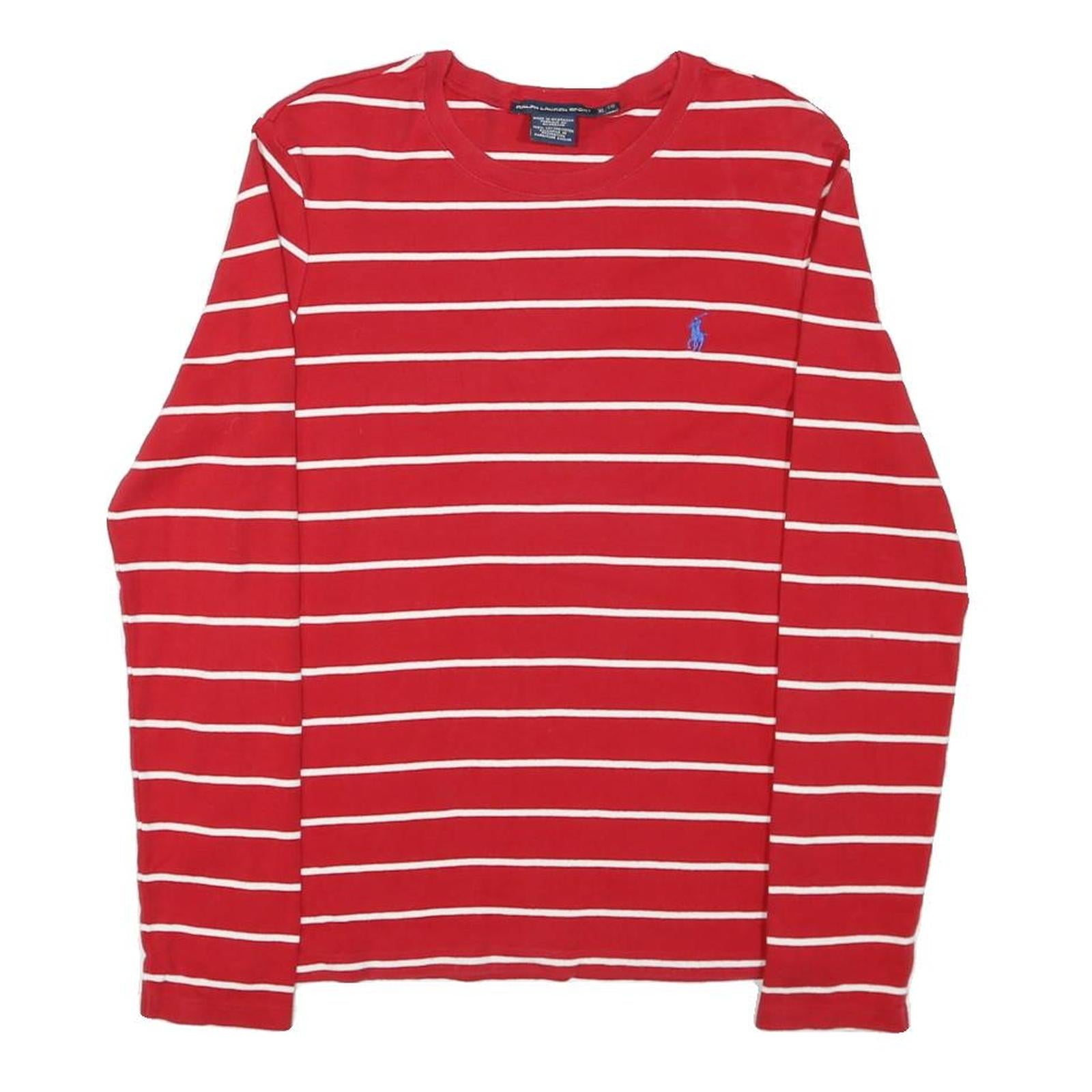 RALPH LAUREN SPORT Womens Red & White Patterned Cotton Blend Jumper Crew Neck