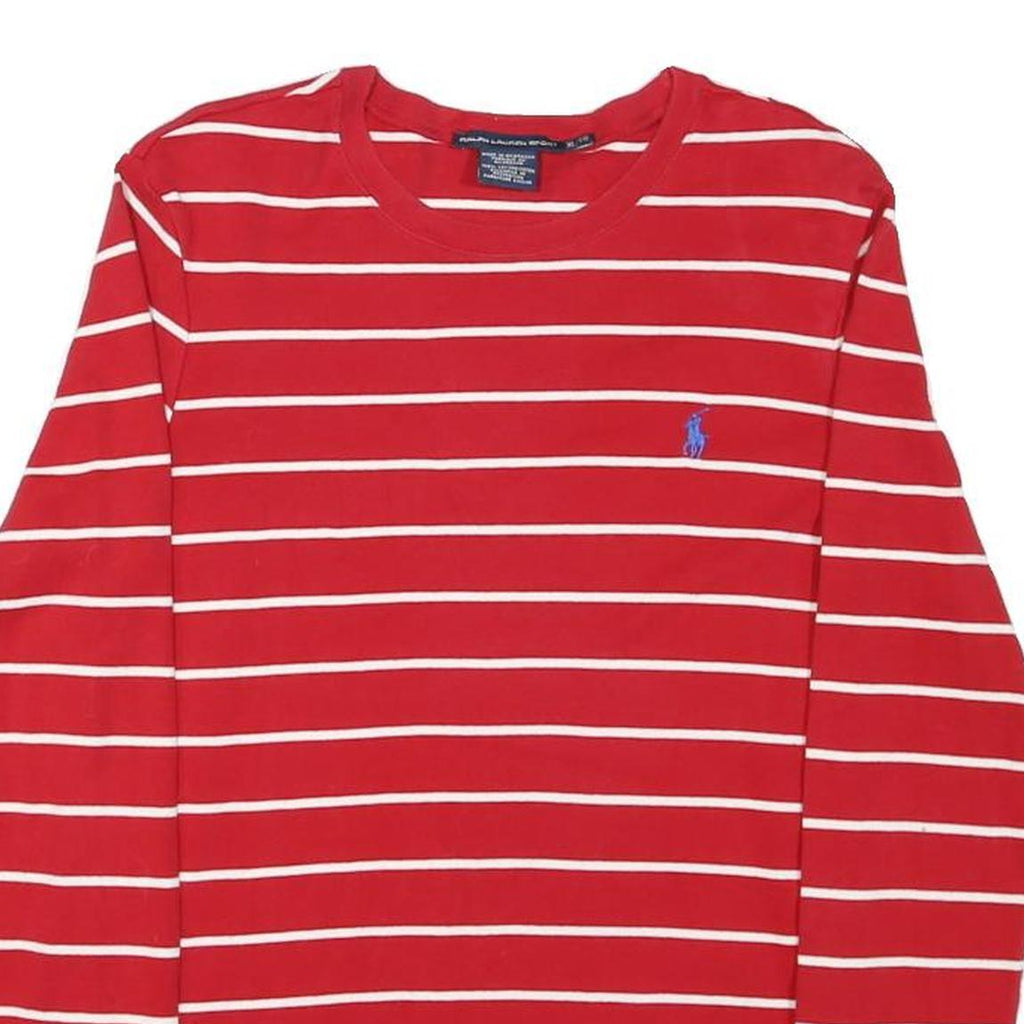 RALPH LAUREN SPORT Womens Red & White Patterned Cotton Blend Jumper Crew Neck