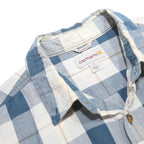 CARHARTT Mens Blue & White Check Shirt L Cotton Short Sleeve Casual Workwear