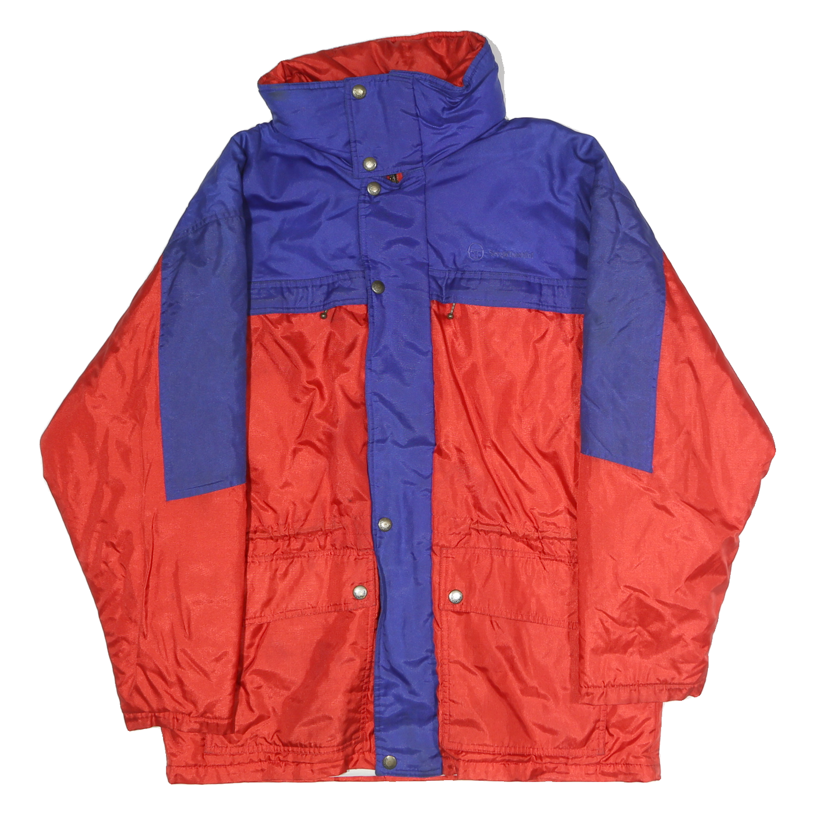 SERGIO TACCHINI Mens Blue & Red Outdoor Jacket L Polyester Colourblock Zip
