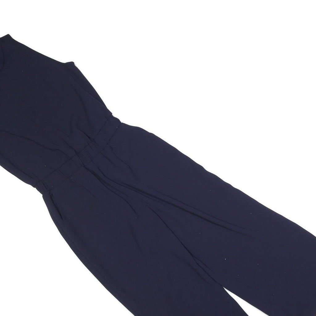 TED BAKER Womens Navy Playsuit Cotton Blend S Sleeveless High Neck Zip Closure