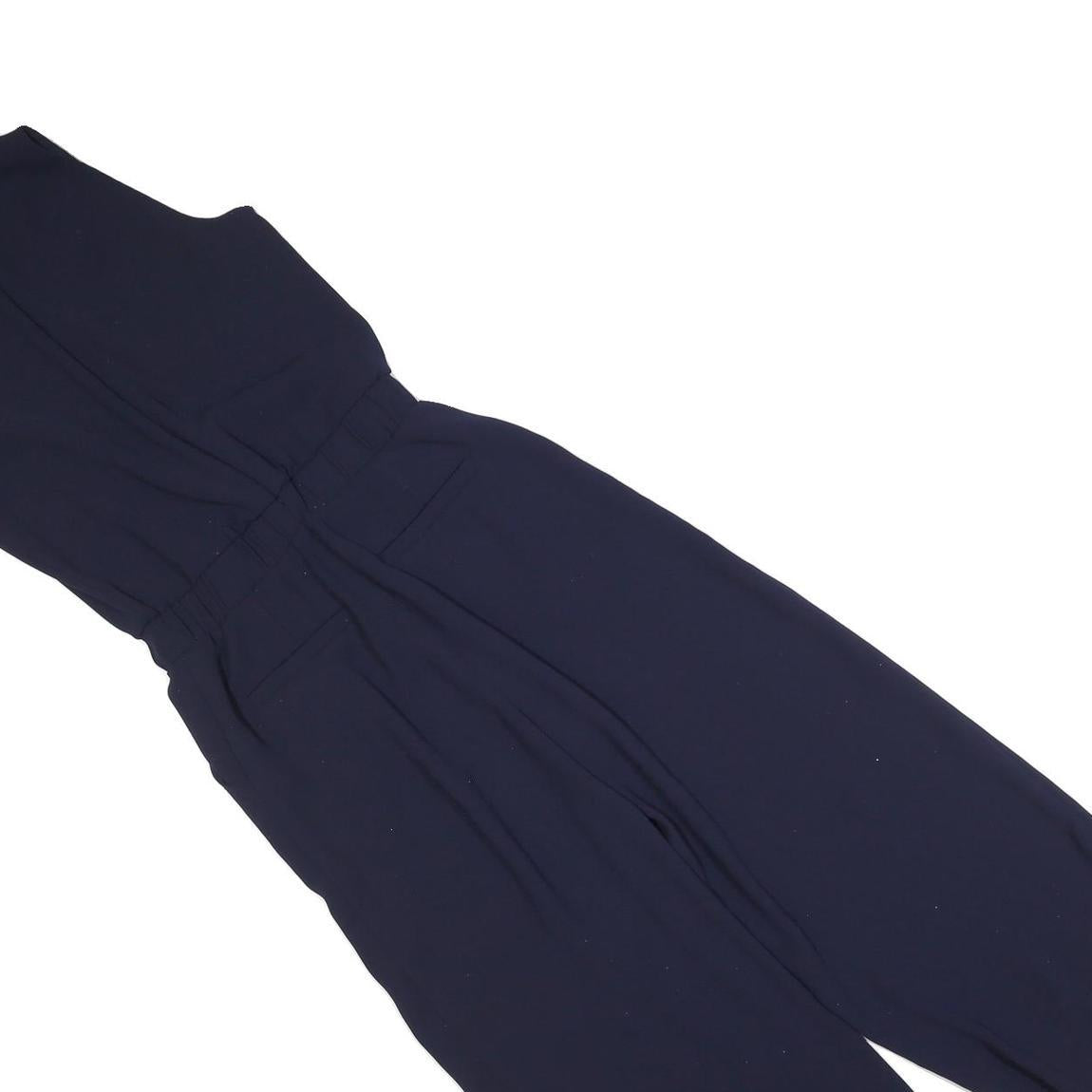 TED BAKER Womens Navy Playsuit Cotton Blend S Sleeveless High Neck Zip Closure