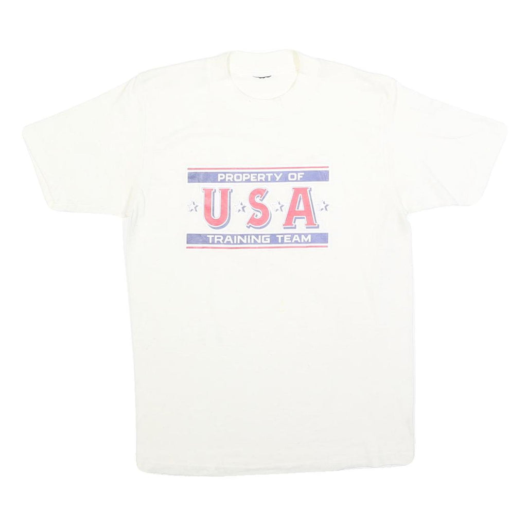 Mens White USA Property Of Training Team Graphic T-Shirt S Short Sleeve Crew