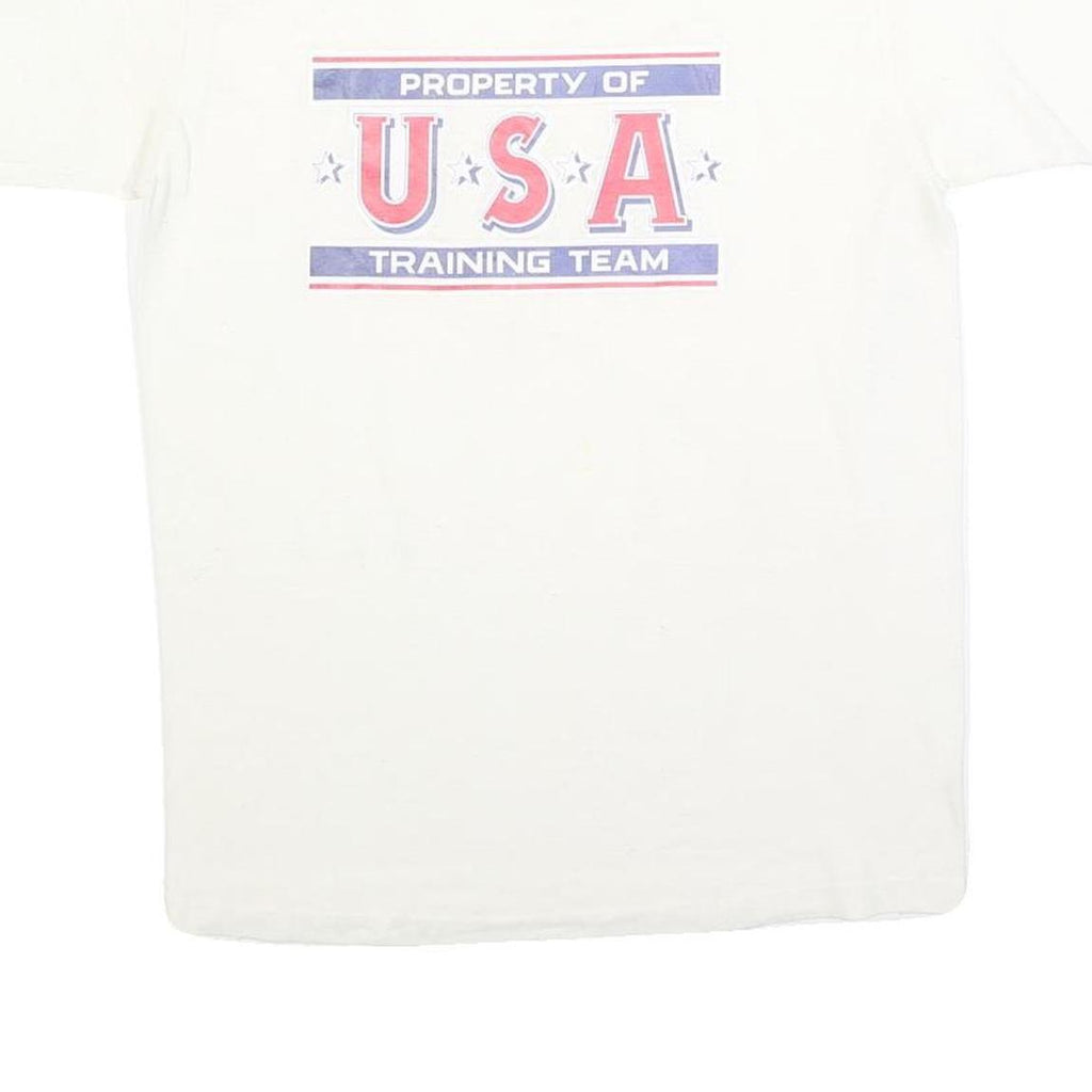 Mens White USA Property Of Training Team Graphic T-Shirt S Short Sleeve Crew