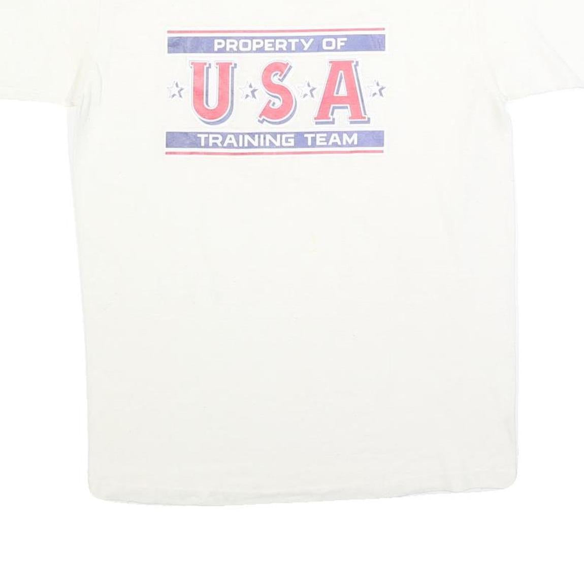 Mens White USA Property Of Training Team Graphic T-Shirt S Short Sleeve Crew