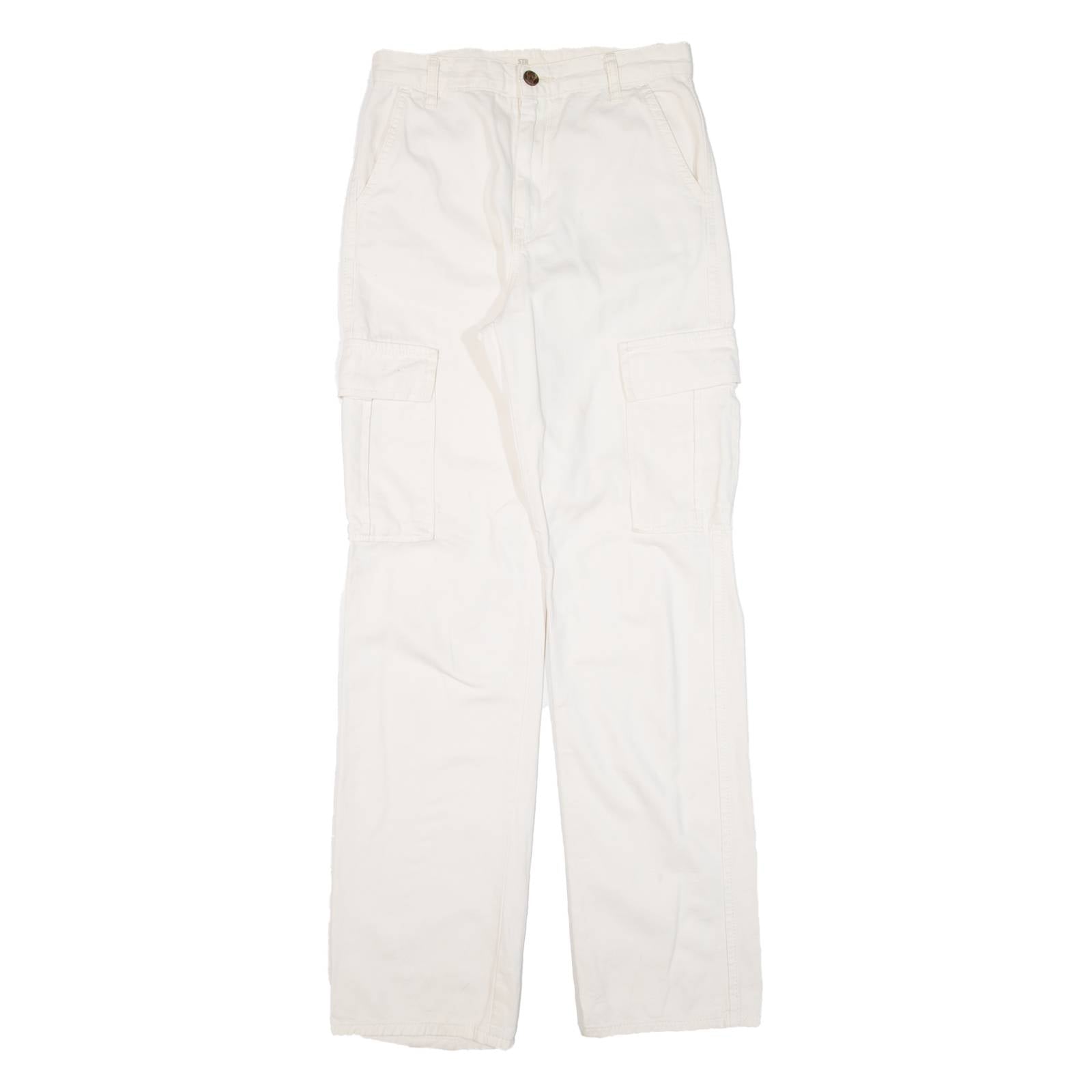 STR Cargo Womens Trousers Cream Regular Straight W26 L30