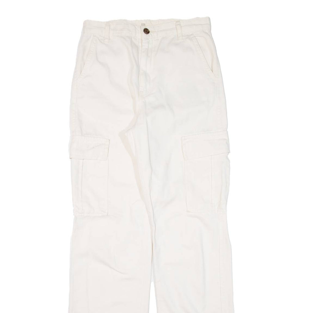 STR Cargo Womens Trousers Cream Regular Straight W26 L30