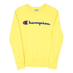 CHAMPION Womens Yellow Cotton Blend Crew Neck XS Embroidered Logo Sweatshirt