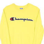 CHAMPION Womens Yellow Cotton Blend Crew Neck XS Embroidered Logo Sweatshirt