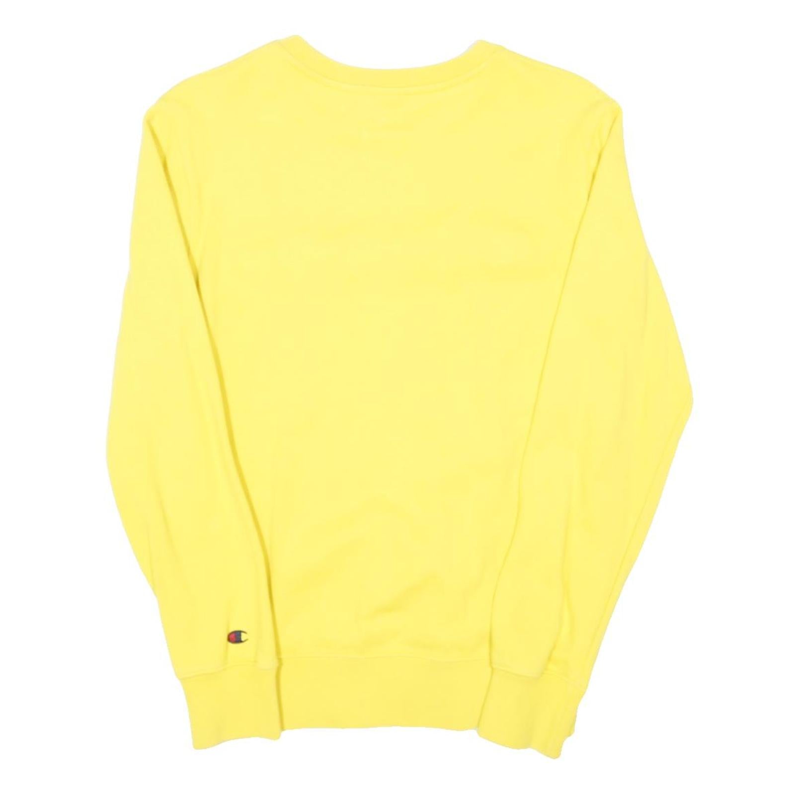 CHAMPION Womens Yellow Cotton Blend Crew Neck XS Embroidered Logo Sweatshirt
