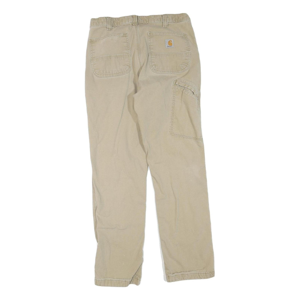 CARHARTT Mens Cotton Blend Beige Regular Straight Leg Trousers W33 L32 Durable