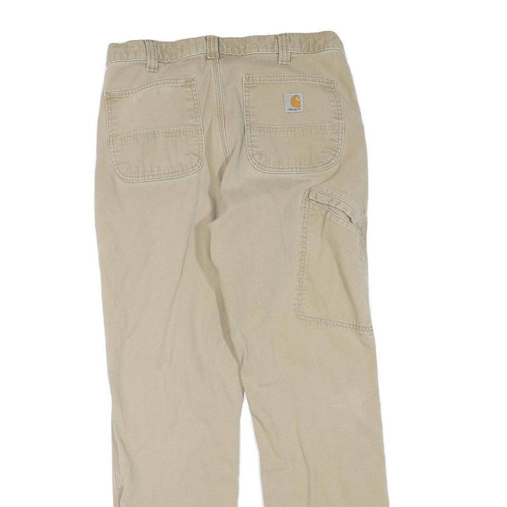 CARHARTT Mens Cotton Blend Beige Regular Straight Leg Trousers W33 L32 Durable