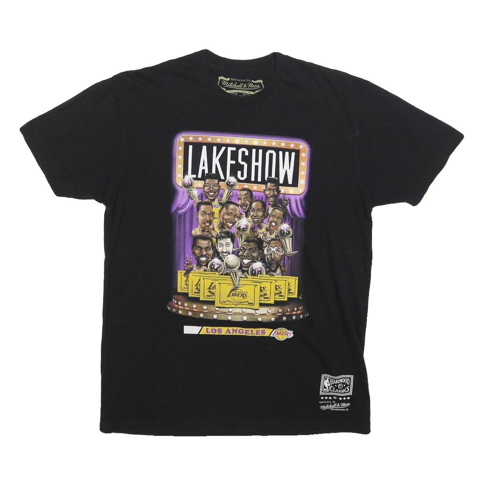 MITCHELL & NESS Mens Black Los Angeles Lakeshow Graphic T-Shirt M Crew Neck