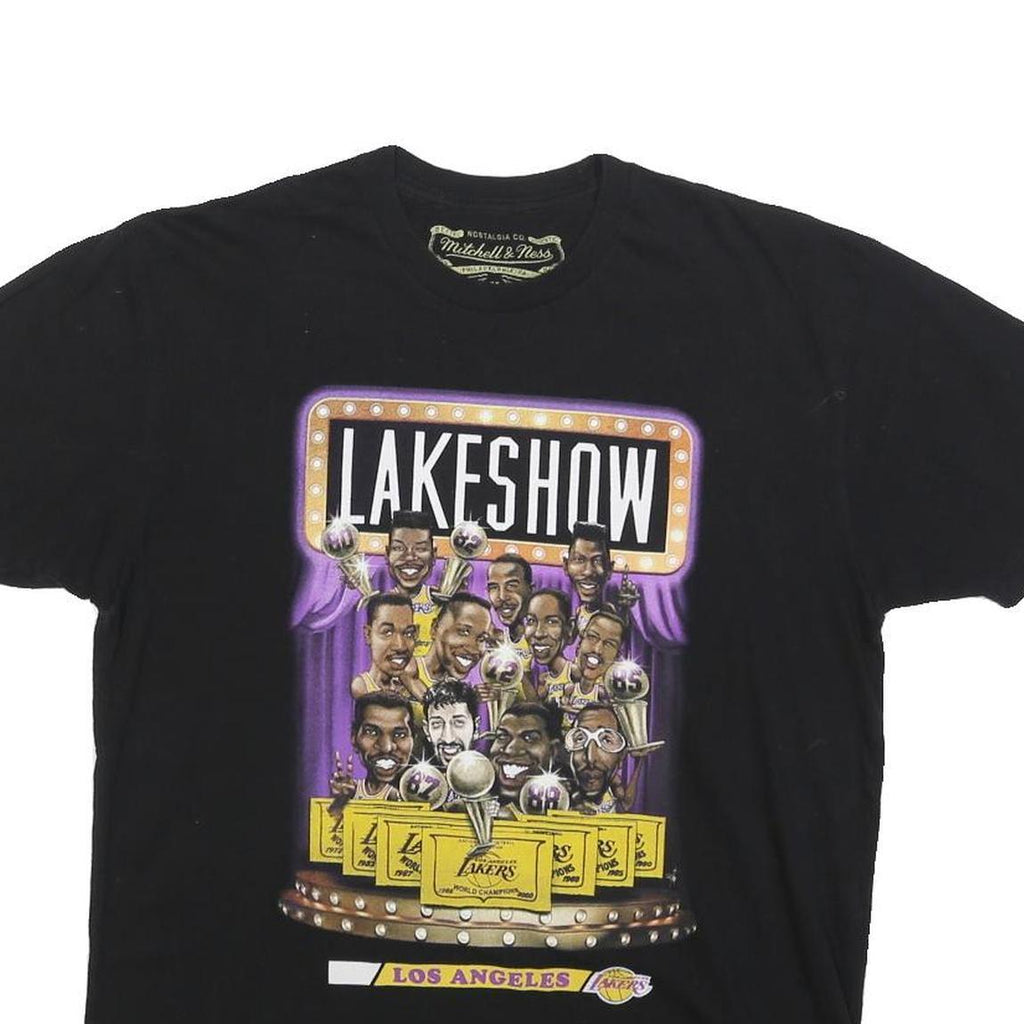 MITCHELL & NESS Mens Black Los Angeles Lakeshow Graphic T-Shirt M Crew Neck