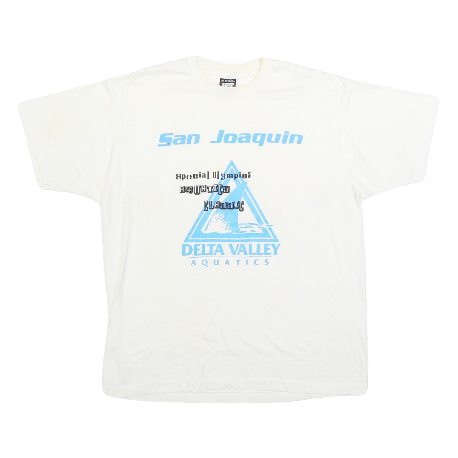 SCREEN STARS BEST Mens White San Joaquin Aquatics Classic XL Short Sleeve Crew