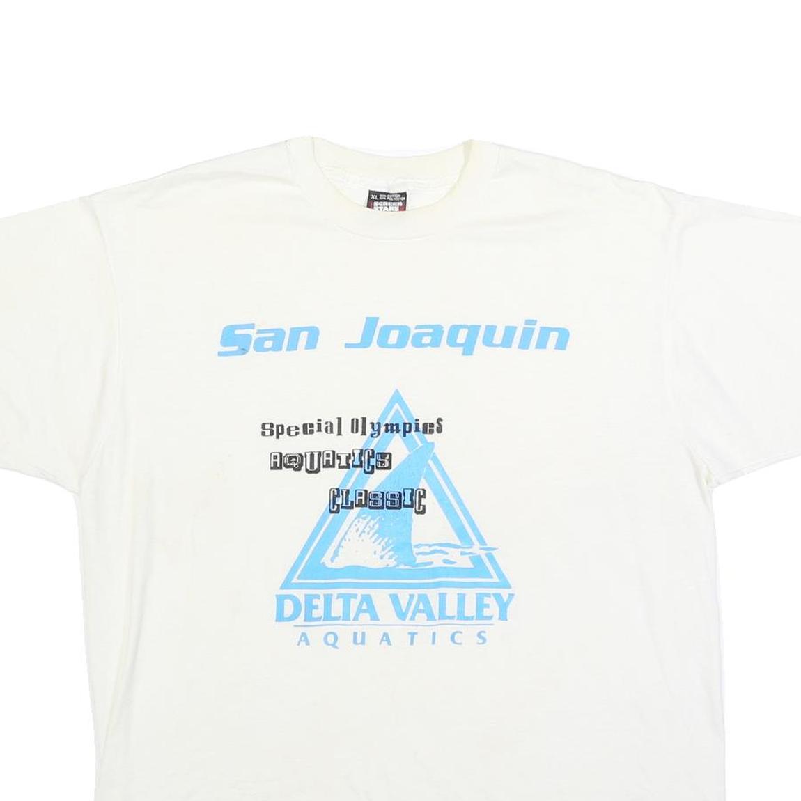 SCREEN STARS BEST Mens White San Joaquin Aquatics Classic XL Short Sleeve Crew