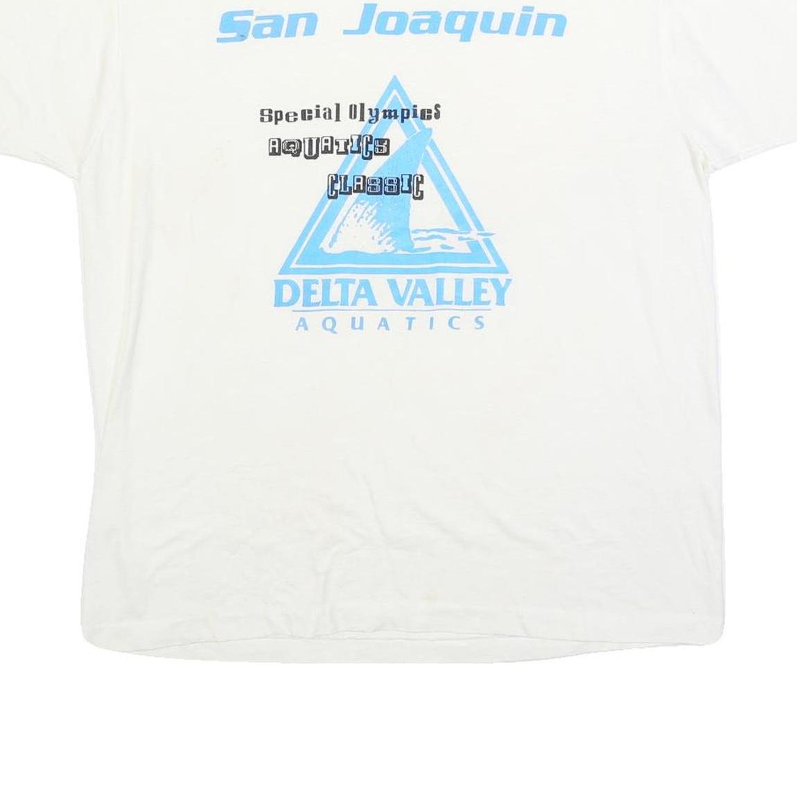 SCREEN STARS BEST Mens White San Joaquin Aquatics Classic XL Short Sleeve Crew