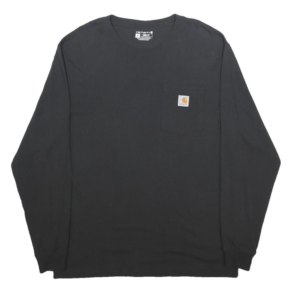 CARHARTT Mens Black Pocket T-Shirt M Long Sleeve Crew Neck Workwear Casual