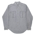 Mens Denim Shirt Grey Long Sleeve M