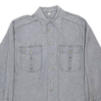 Mens Denim Shirt Grey Long Sleeve M
