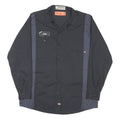 DICKIES Mens Black & Grey Work Shirt L Long Sleeve Button-Up Polyester Blend