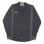 DICKIES Mens Black & Grey Work Shirt L Long Sleeve Button-Up Polyester Blend