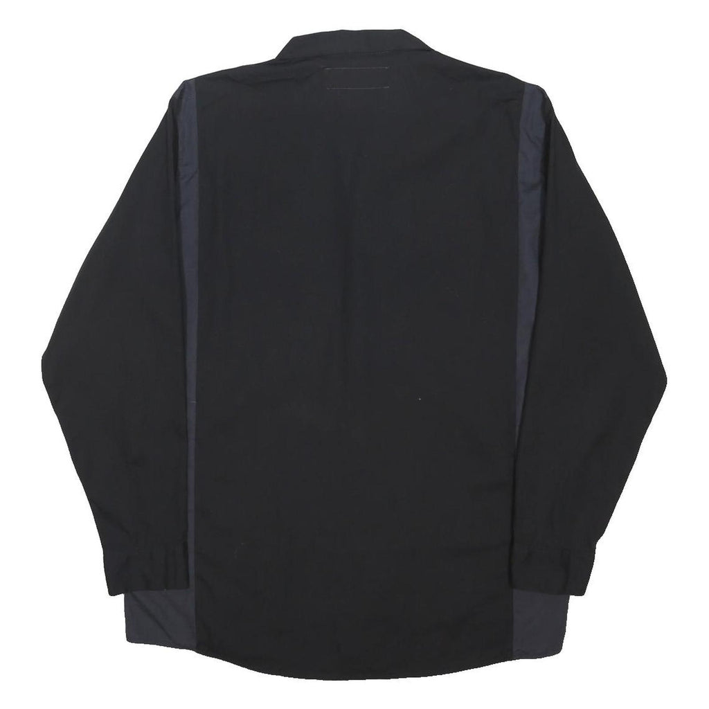 DICKIES Mens Black & Grey Work Shirt L Long Sleeve Button-Up Polyester Blend