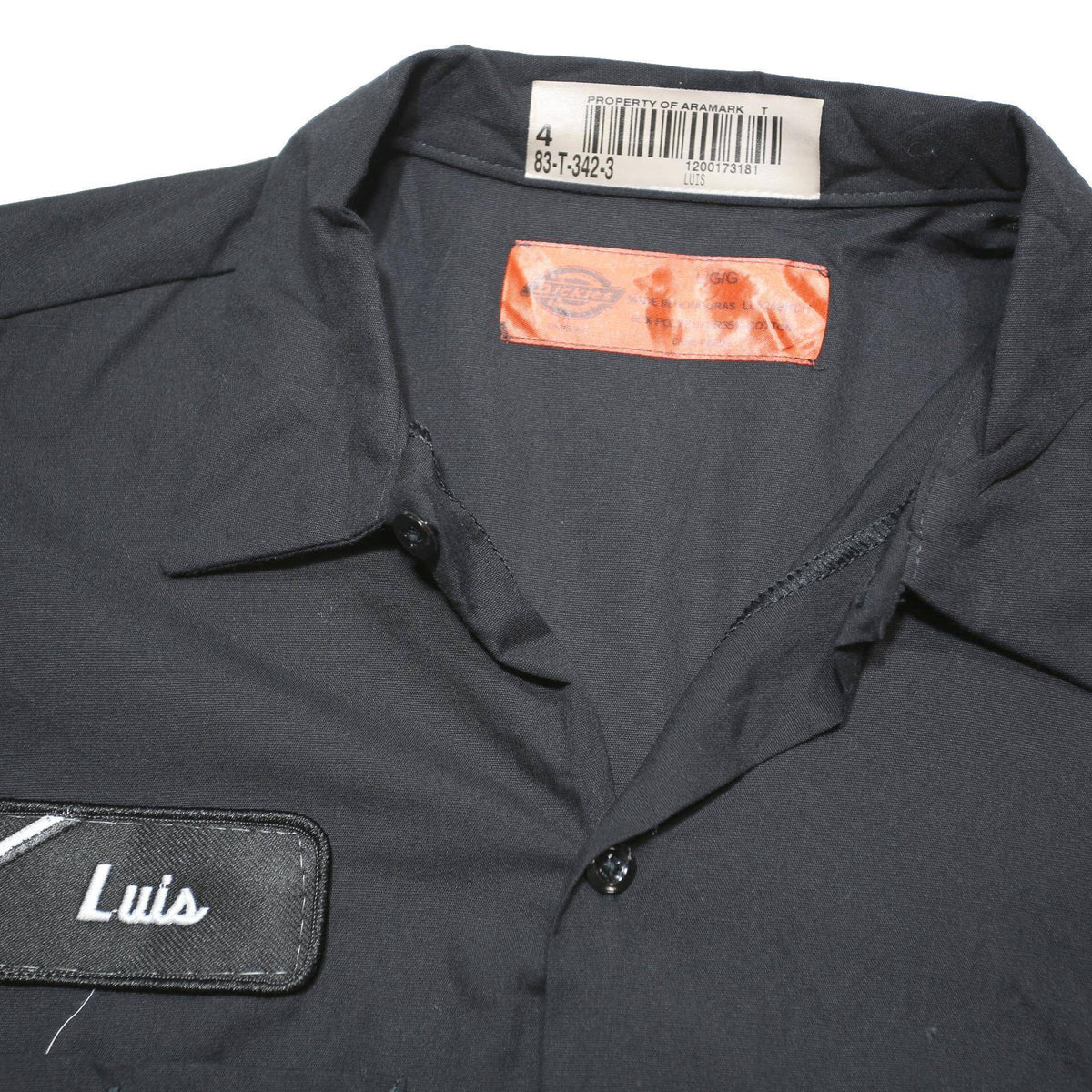 DICKIES Mens Black & Grey Work Shirt L Long Sleeve Button-Up Polyester Blend
