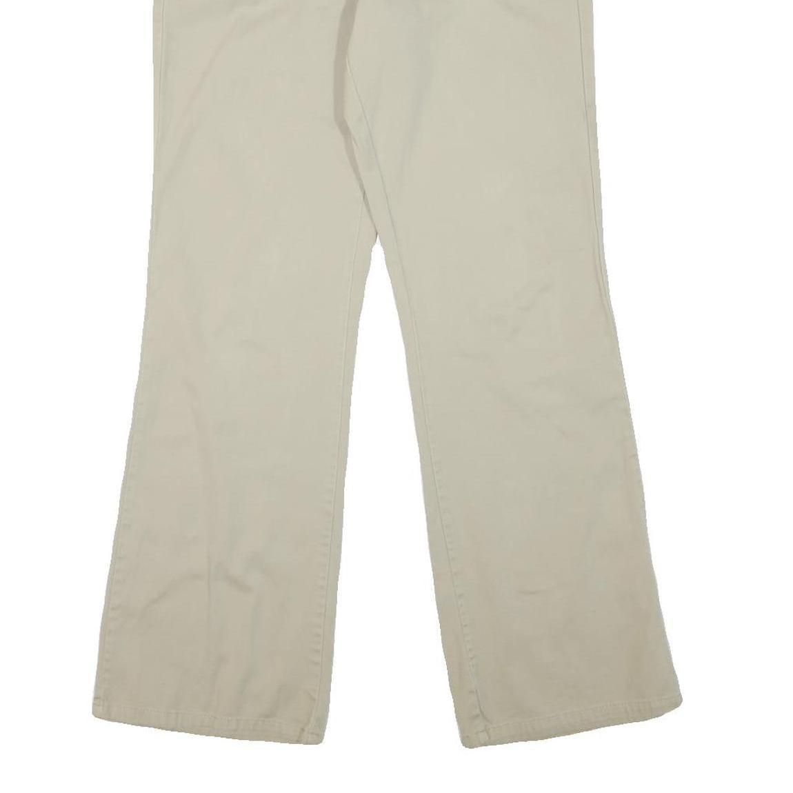 DICKIES Womens Cotton Blend Cream Regular Wide-Leg Trousers W32 L30 Casual