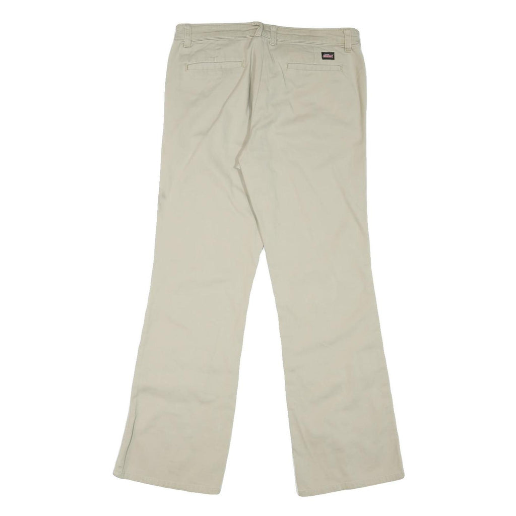 DICKIES Womens Cotton Blend Cream Regular Wide-Leg Trousers W32 L30 Casual
