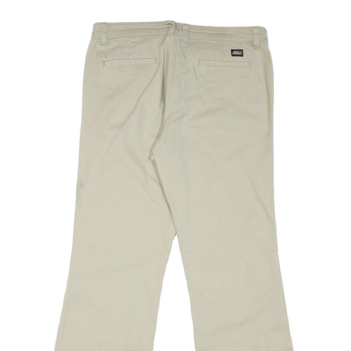 DICKIES Womens Cotton Blend Cream Regular Wide-Leg Trousers W32 L30 Casual