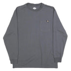 DICKIES Mens Grey Long Sleeve T-Shirt Crew Neck Cotton Blend Pocket M Casual