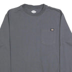 DICKIES Mens Grey Long Sleeve T-Shirt Crew Neck Cotton Blend Pocket M Casual