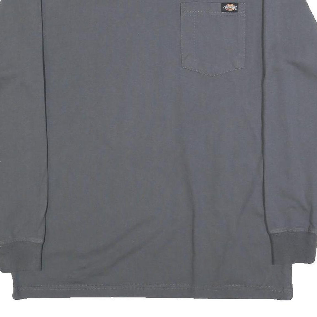 DICKIES Mens Grey Long Sleeve T-Shirt Crew Neck Cotton Blend Pocket M Casual