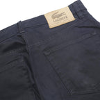 LACOSTE Mens Cotton Blend Navy Regular Straight Trousers W33 L30 Classic Zip