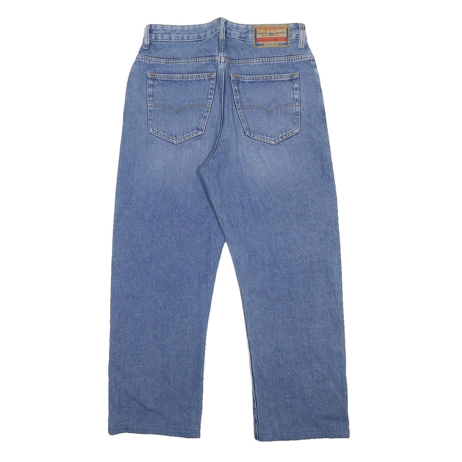 DIESEL Womens Relaxed Blue Cotton Denim W30 L26 Zip Jeans Straight Leg